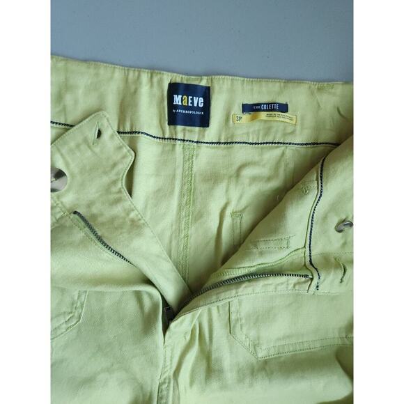 NWOT Anthropologie The Colette Cropped Wide-Leg Linen Pants Sz 31P Lime #7C412 - Picture 10 of 12